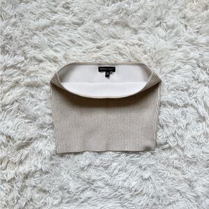 Kendall & Kylie Beige Ribbed Crop Top